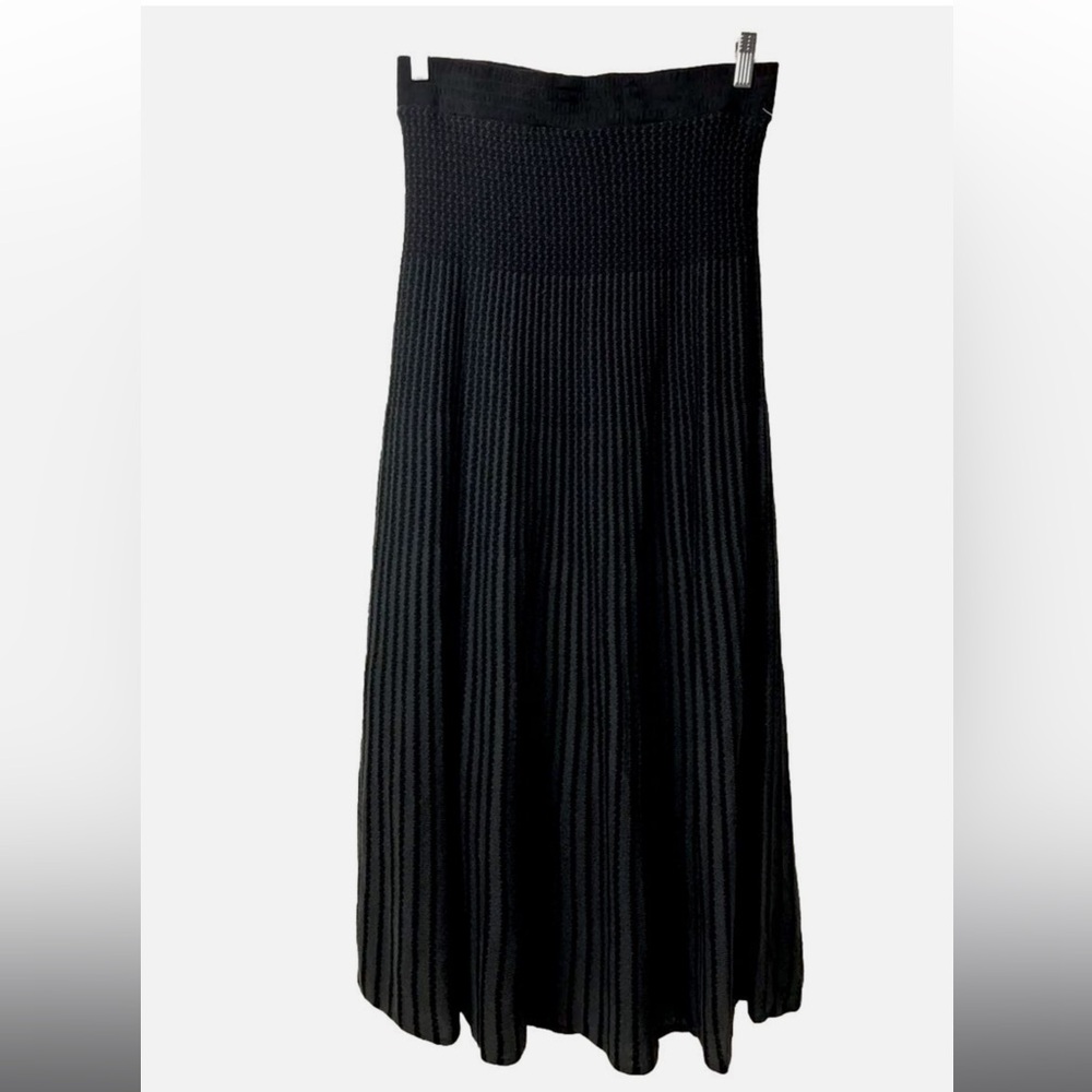 Lapis Black Lined Striped Maxi Skirt